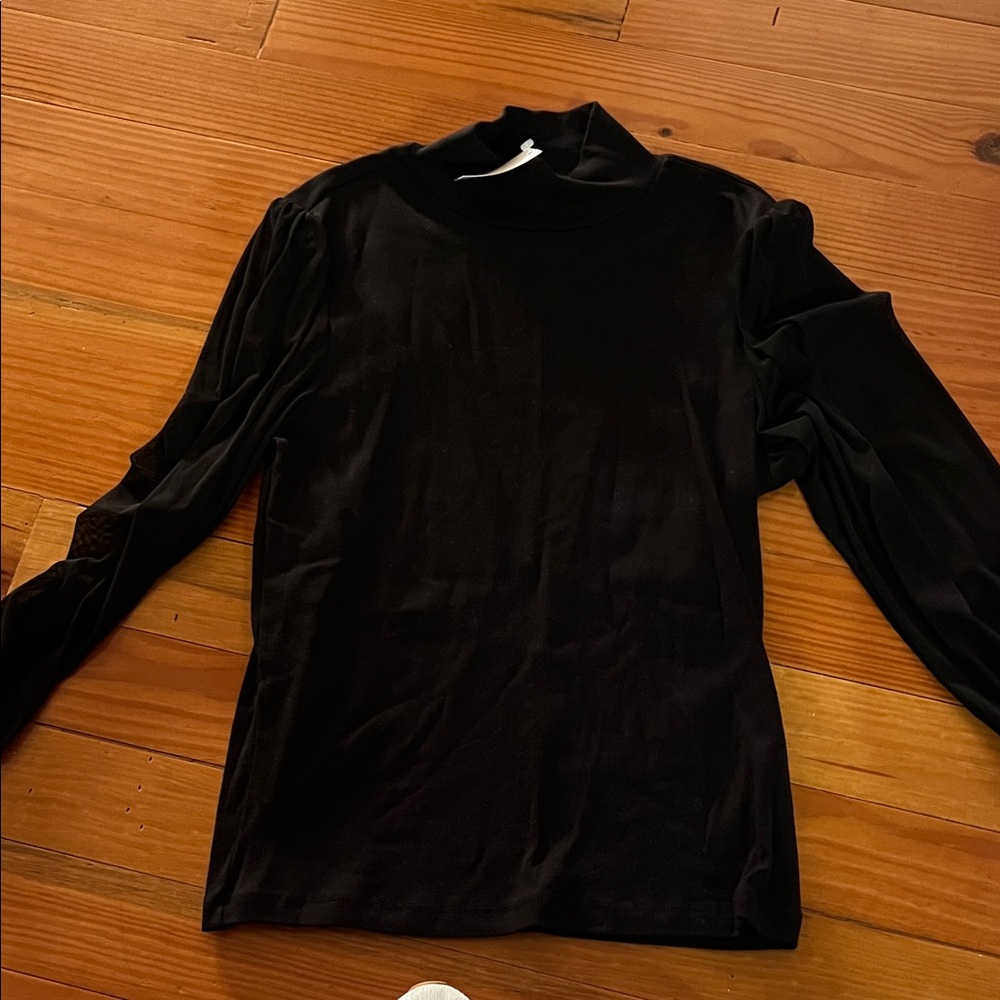 Sanctuary Black Long Sheer Sleeve Top